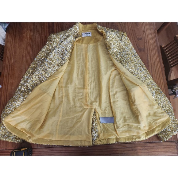 Zadig & Voltaire Very Sequins Blazer Yellow Gold‎ NWOT Silk Cotton Lining Medium - Picture 10 of 16